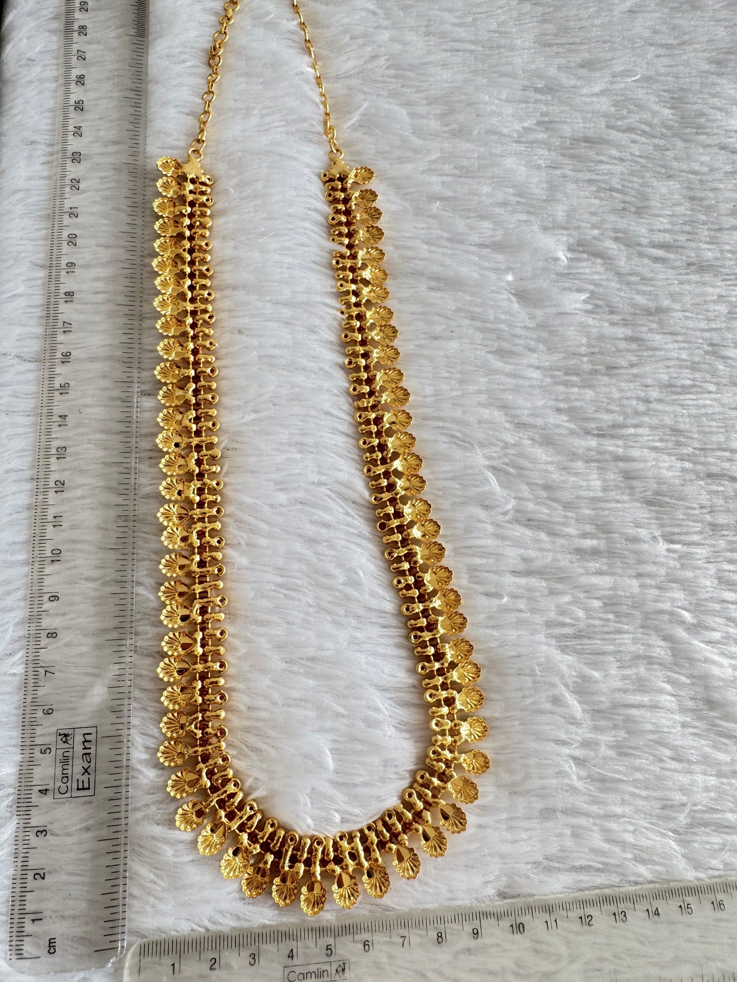 Gold look alike kerala style ad pink feather haar dj-51636