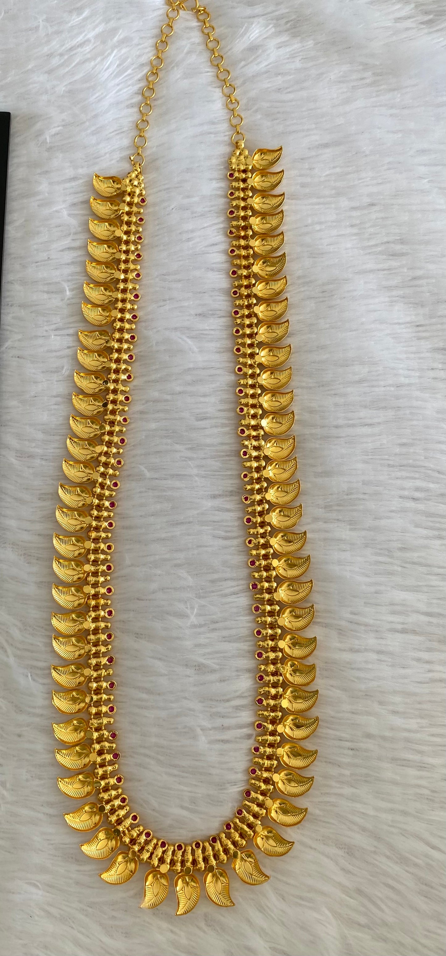 Gold tone pink stone mango leaf haar dj-53168