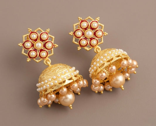Matte finish pearl jhumkka -dj07632