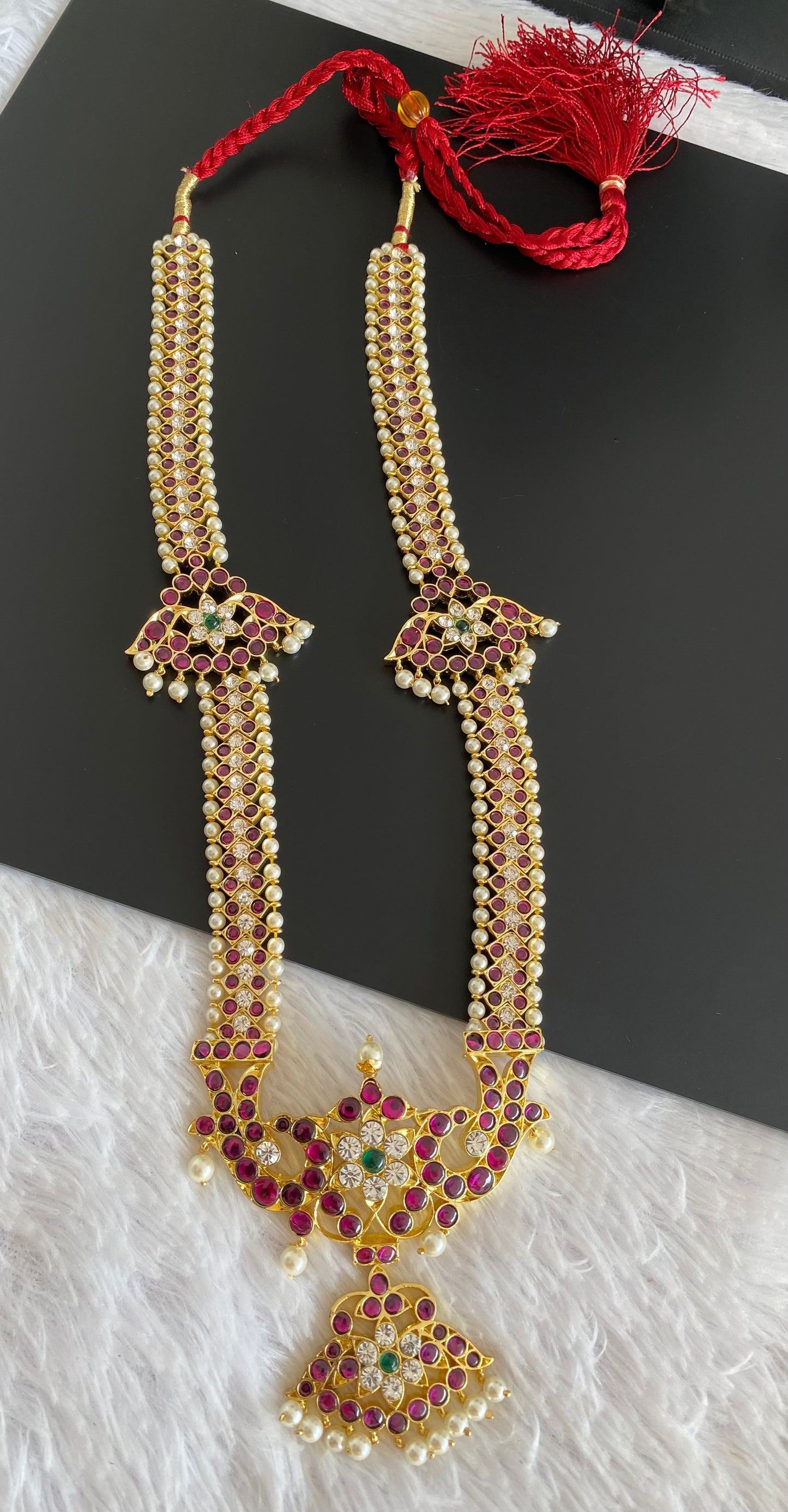 Gold tone precious kemp-green-white pearl peacock haar dj-52899