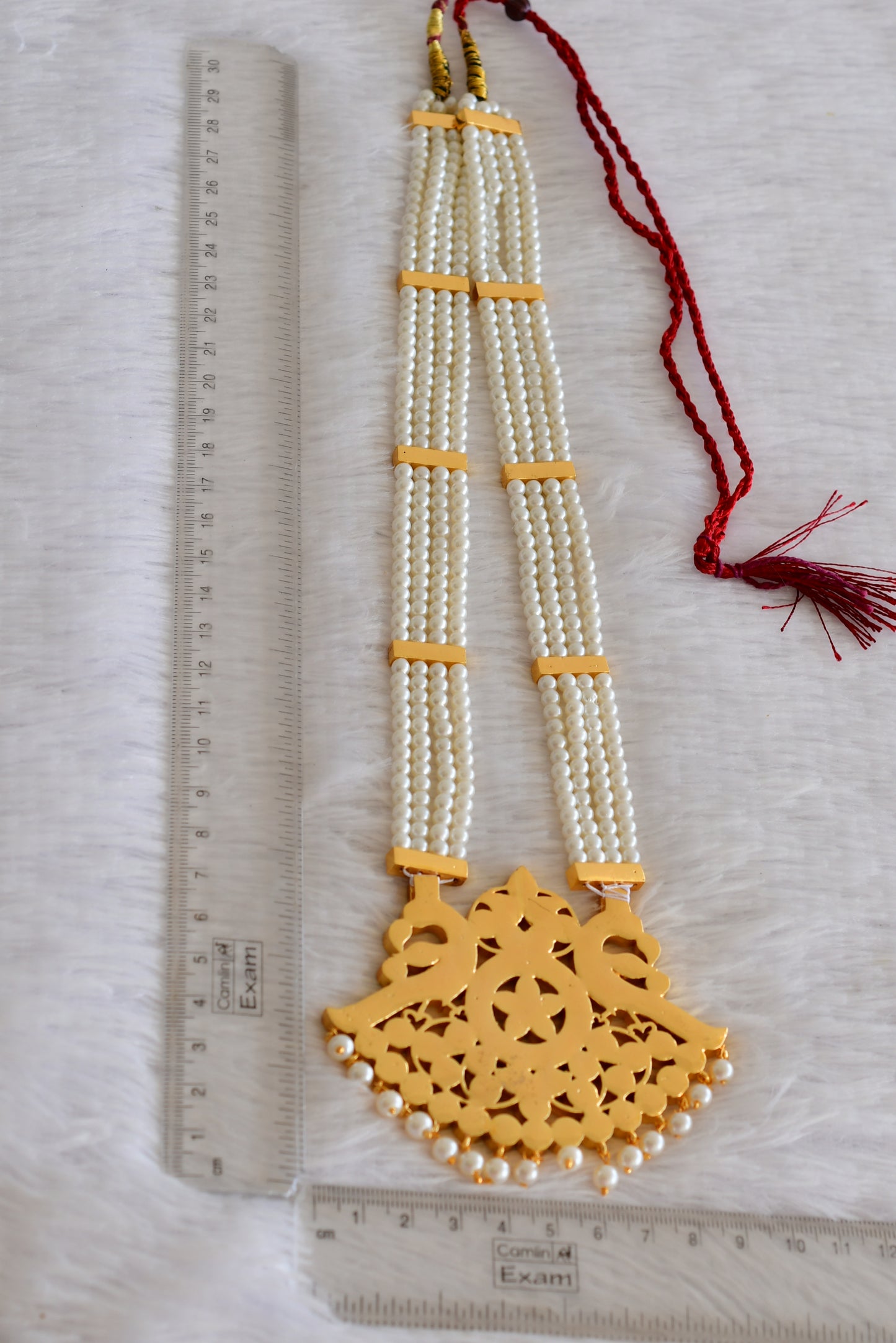 Gold tone precious kemp-green-white pearl peacock haar dj-52262