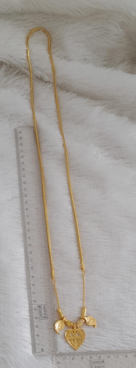 Gold tone 30 inches chain with blue-white stone mango cross mangalyam dj-48112