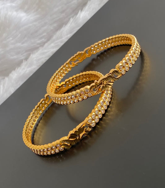 Gold tone white stone bangles(2.8) Dj-54445