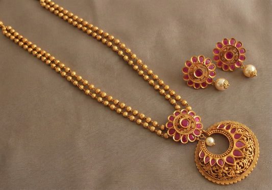 Matte Finish Ruby Bali Necklace Set-dj07728