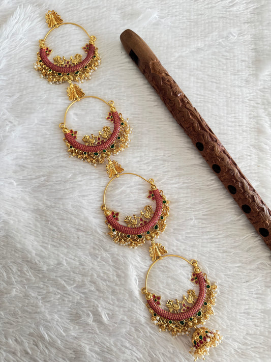 Matte finish kemp-green pearl peacock hair jewel dj-52031