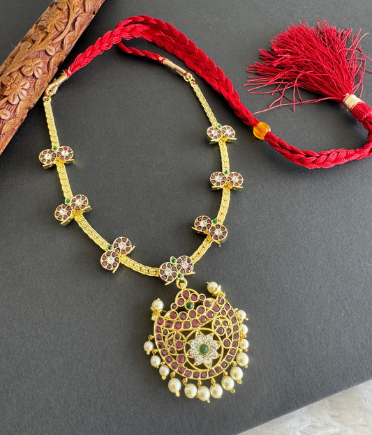 Gold tone precious kemp-green-white mango moon necklace dj-51453