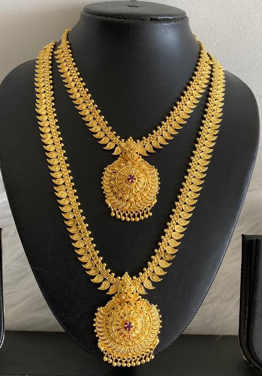 Gold tone ruby stone mango combo set dj-54280