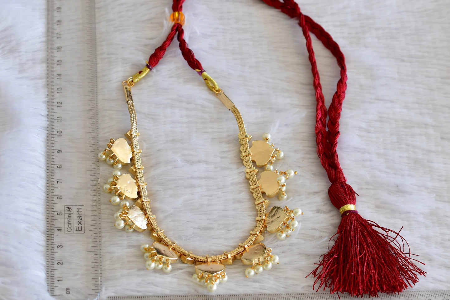 Gold tone AD white floral necklace dj-52516