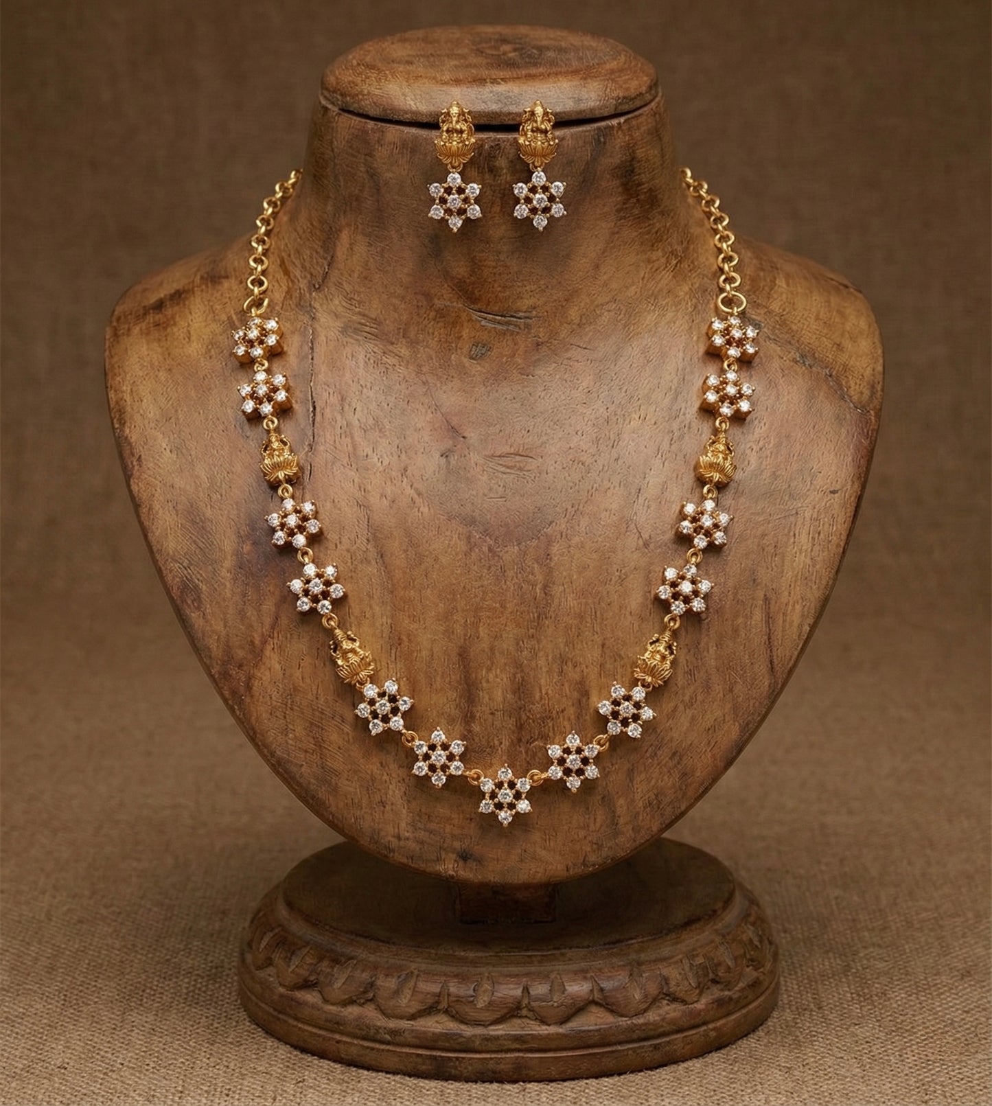 Matte finish white Nakshatra Lakshmi necklace set dj-40540