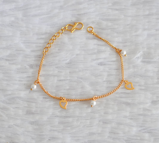 Gold tone pearl heart bracelet dj-51926
