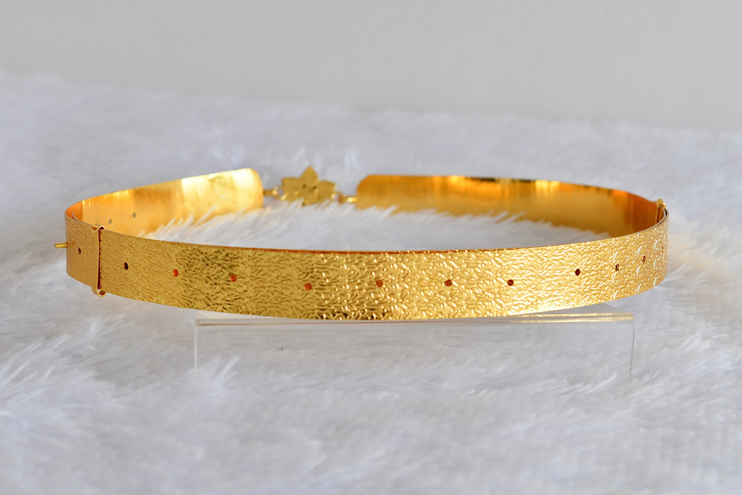 Gold tone pink-white kundan jadau flower mango waist band dj-52176