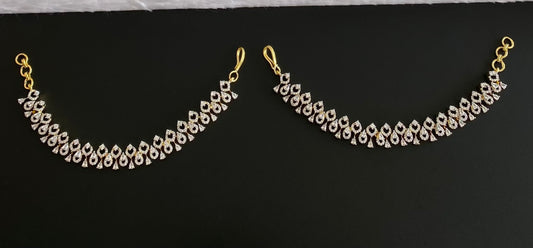 Two tone cz white stone ear side chain dj-54063