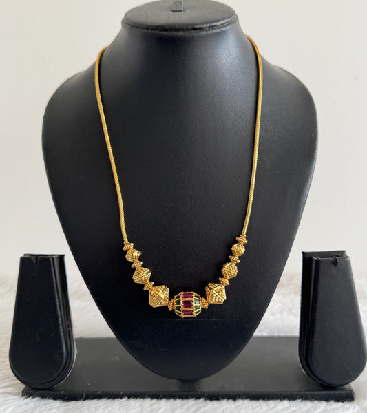 Matte finish kemp-green beaded chain dj-52087