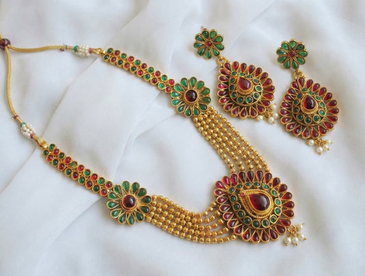 Antique gold tone Kemp-green layer Necklace Set-dj04187
