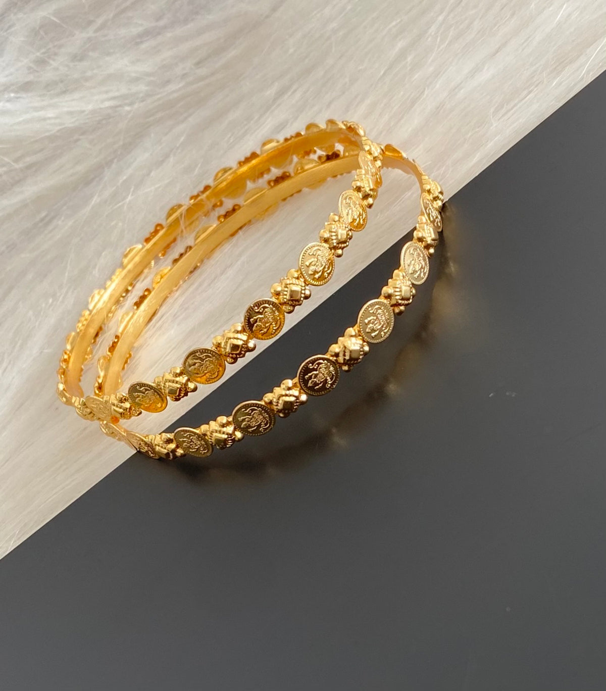 Gold tone lakshmi coin bangles(2.4) Dj-55177