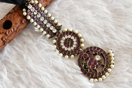 Black finish precious kemp-green-white pearl peacock tikka dj-50440