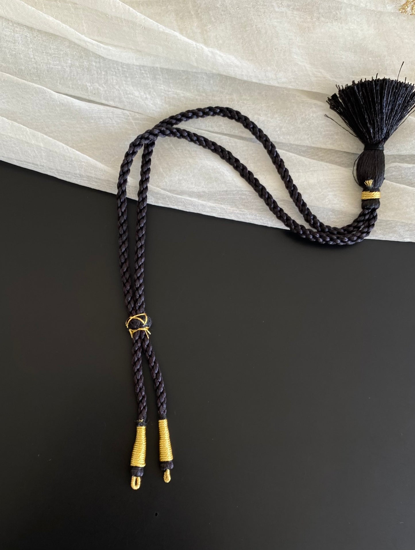 Handmade black silk thread adjustable dori dj-52749