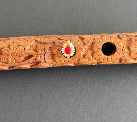 Gold tone pink pearl thilak kundan jadau flower Nose Pin Dj-51424