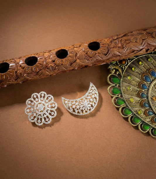 Two tone AD pink-green flower sun moon hair jewel dj-52023