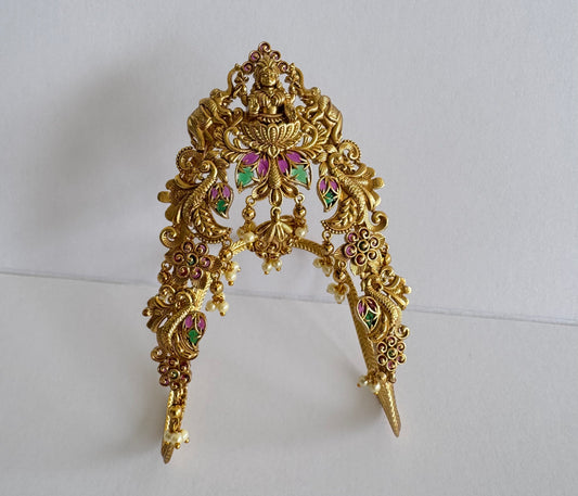 Matte finish kemp-green lakshmi peacock elephant vanki/bajuband dj-49072