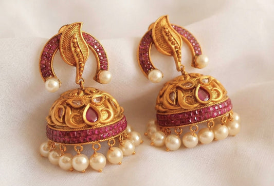 Matte finish ruby pearl mango jhumkka -dj08254