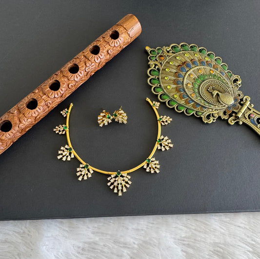 Matte finish cz white-green kanti necklace set dj-52116