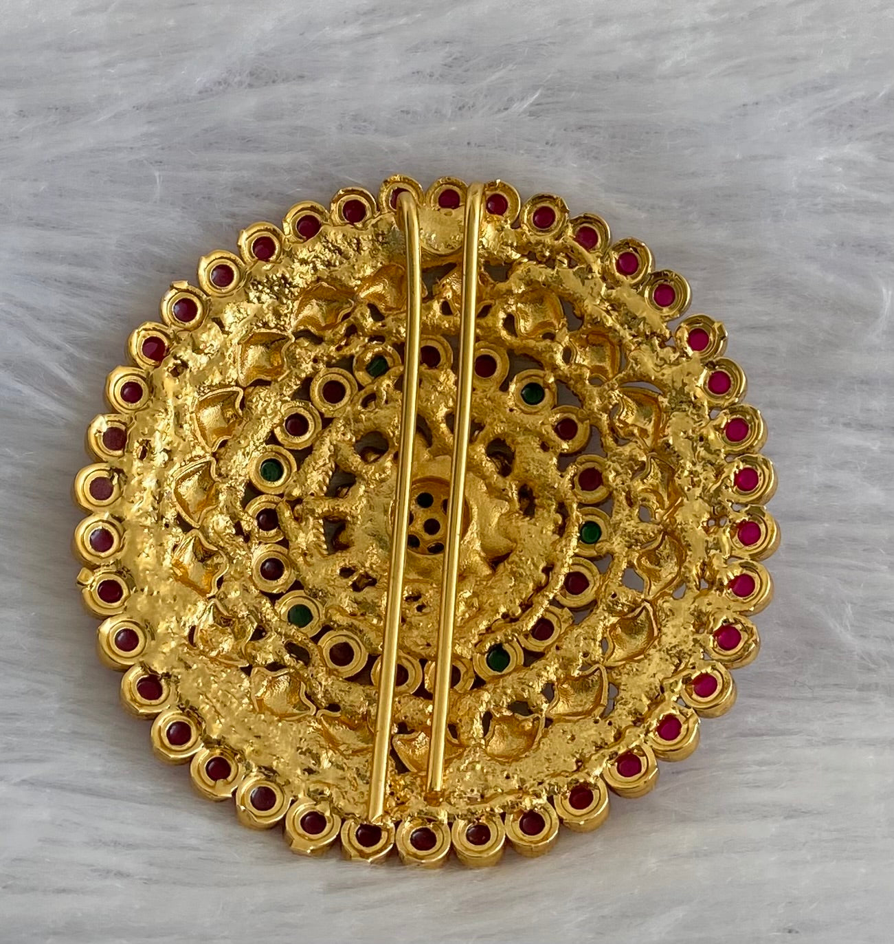 Antique gold tone kemp-green round hair jewel (rakodi) dj-53631
