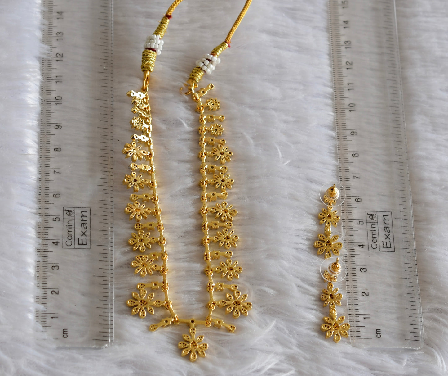 Two tone white flower necklace set dj-51973