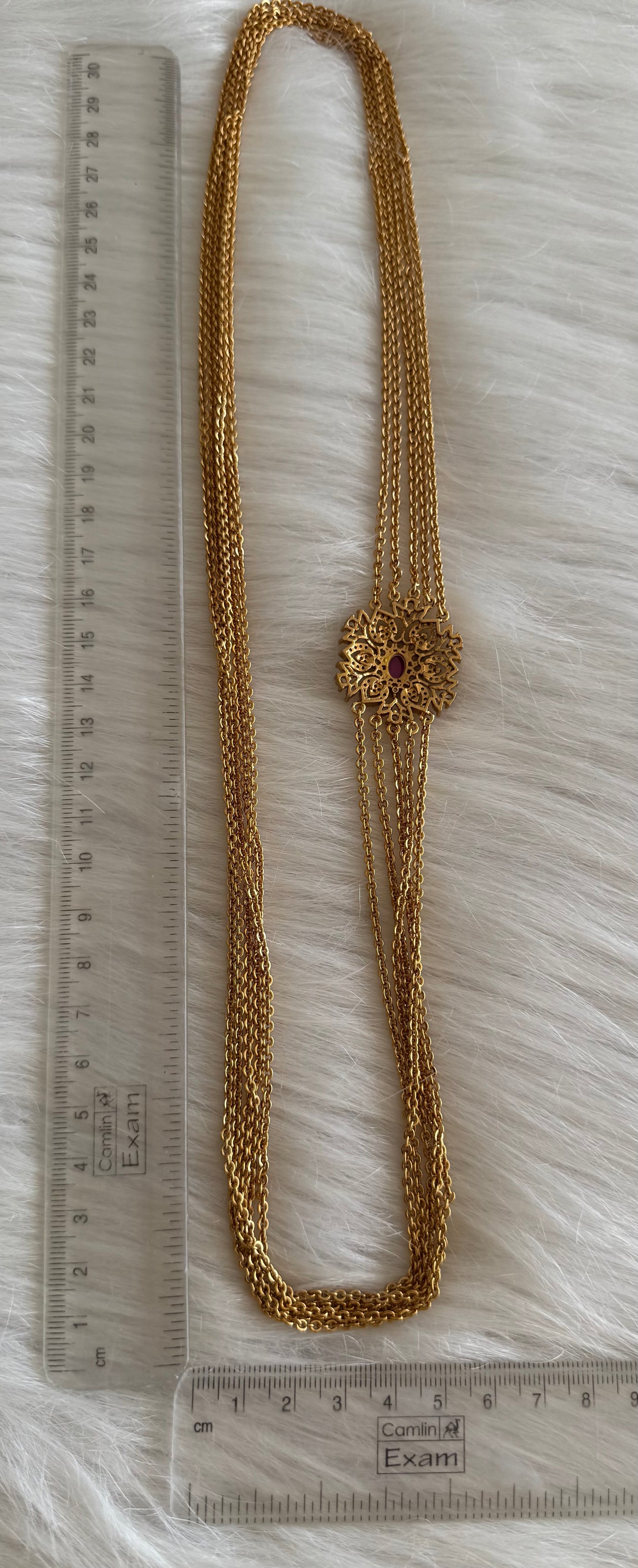 Matte finish cz kemp flower mugappu chandra haar dj-51241