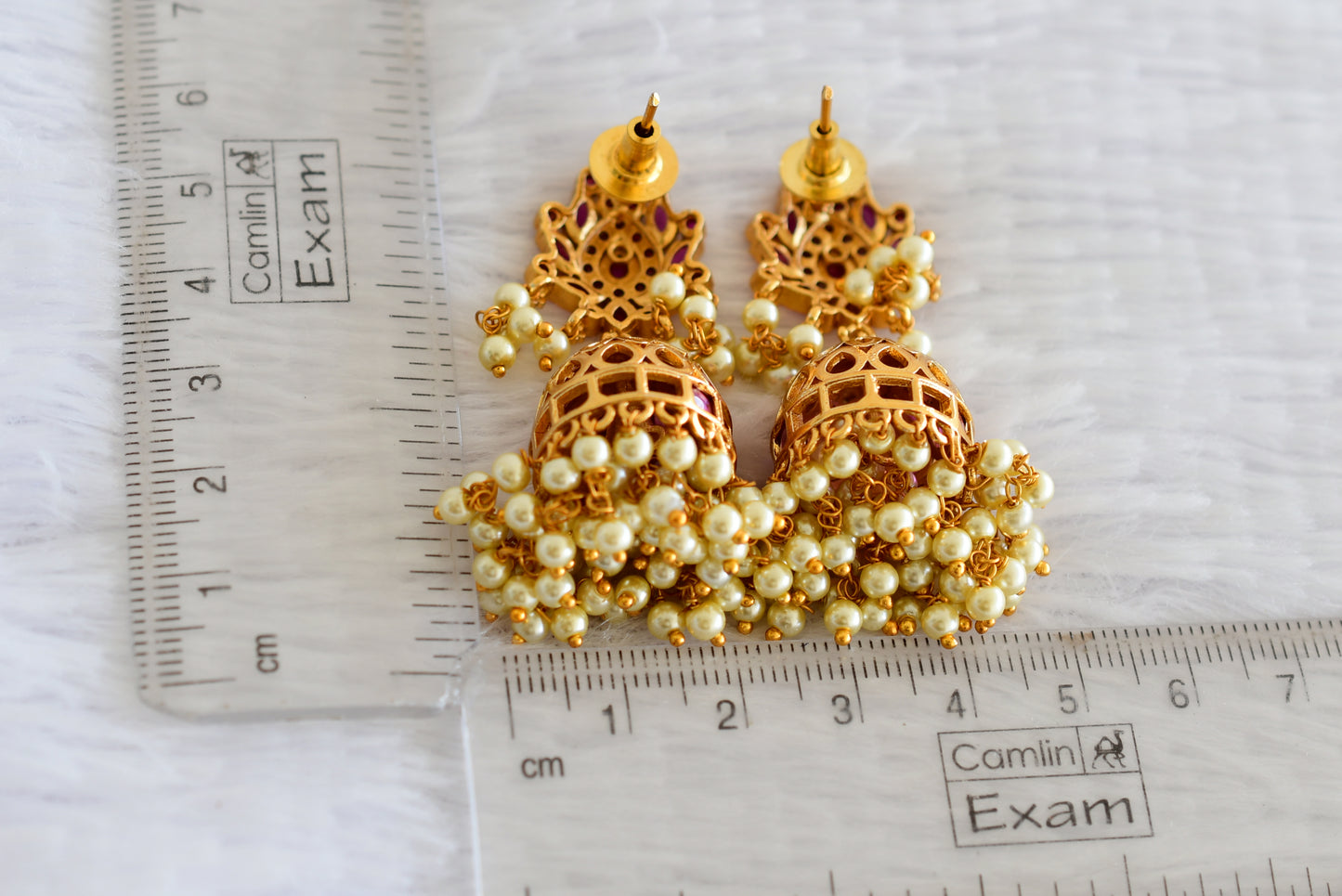 Matte finish kemp pearl lotus jhumkka dj-52154