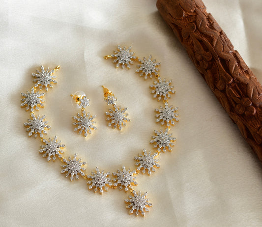 Two tone white flower necklace set dj-51974