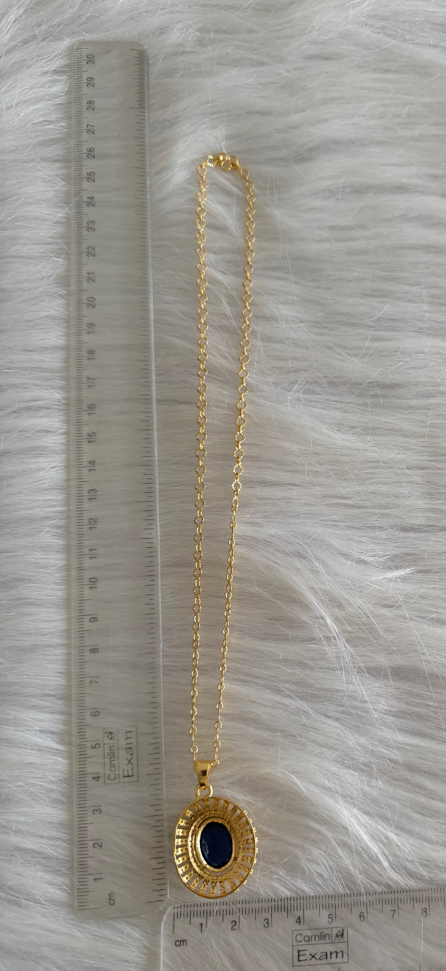 Gold tone 18 inches chain with baby pink oval stone pendant dj-51275