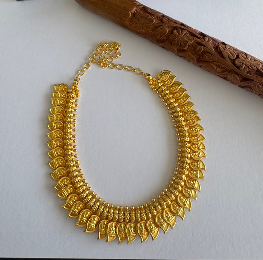 Matte gold tone kerala style lakshmi mango necklace dj-51652