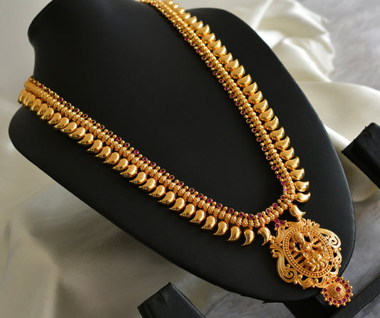 Gold look alike kerala style AD pink lakshmi mango haar dj-51953