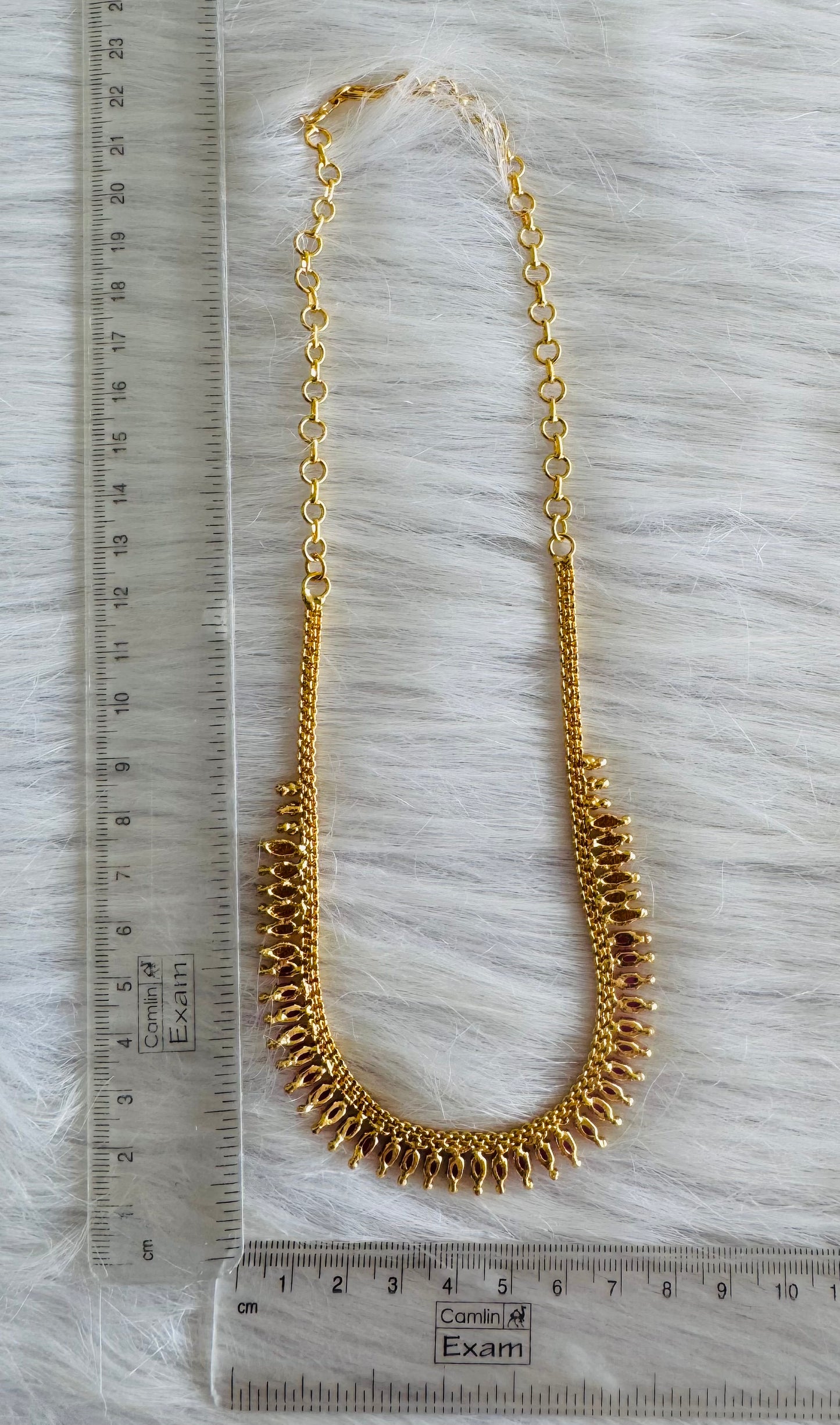 Gold tone ruby stone necklace dj-51324