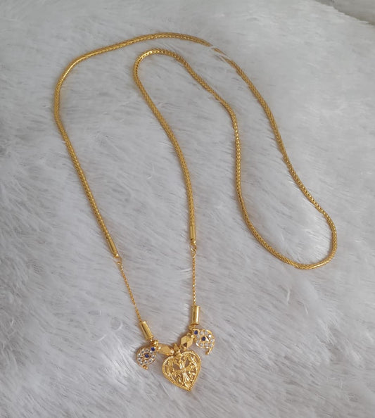 Gold tone 30 inches chain with blue-white stone mango cross mangalyam dj-48112