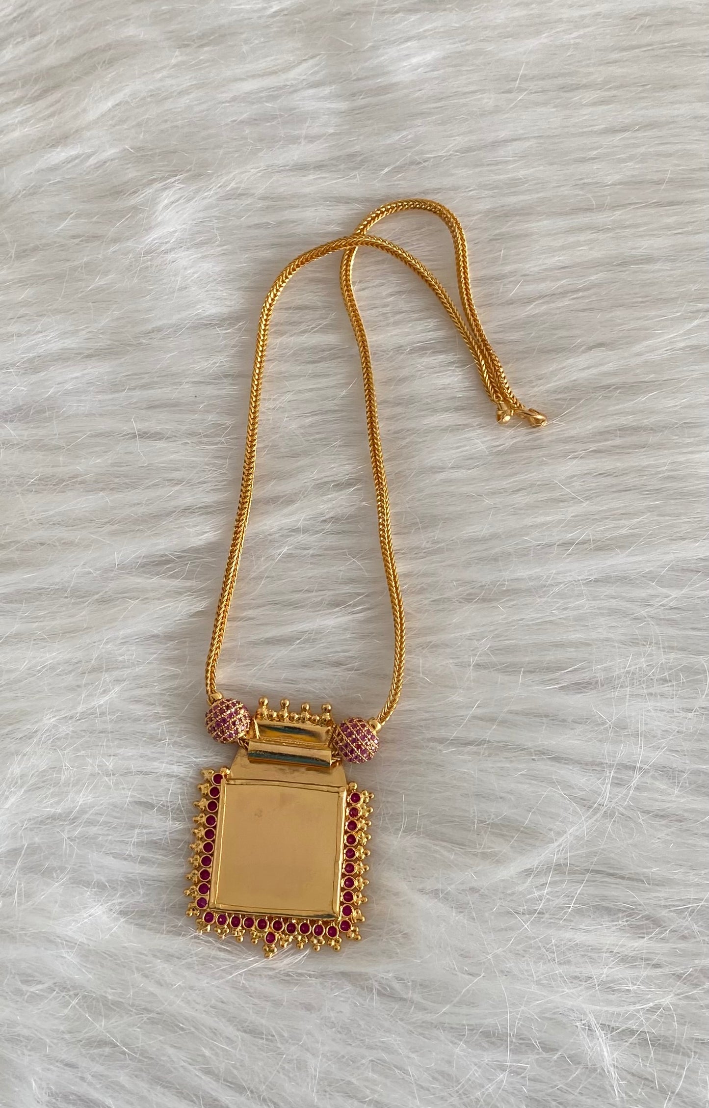 Gold tone green-pink stone krishna necklace dj-54447