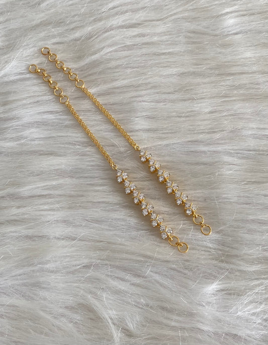 Gold tone white stone ear side chain dj-55888