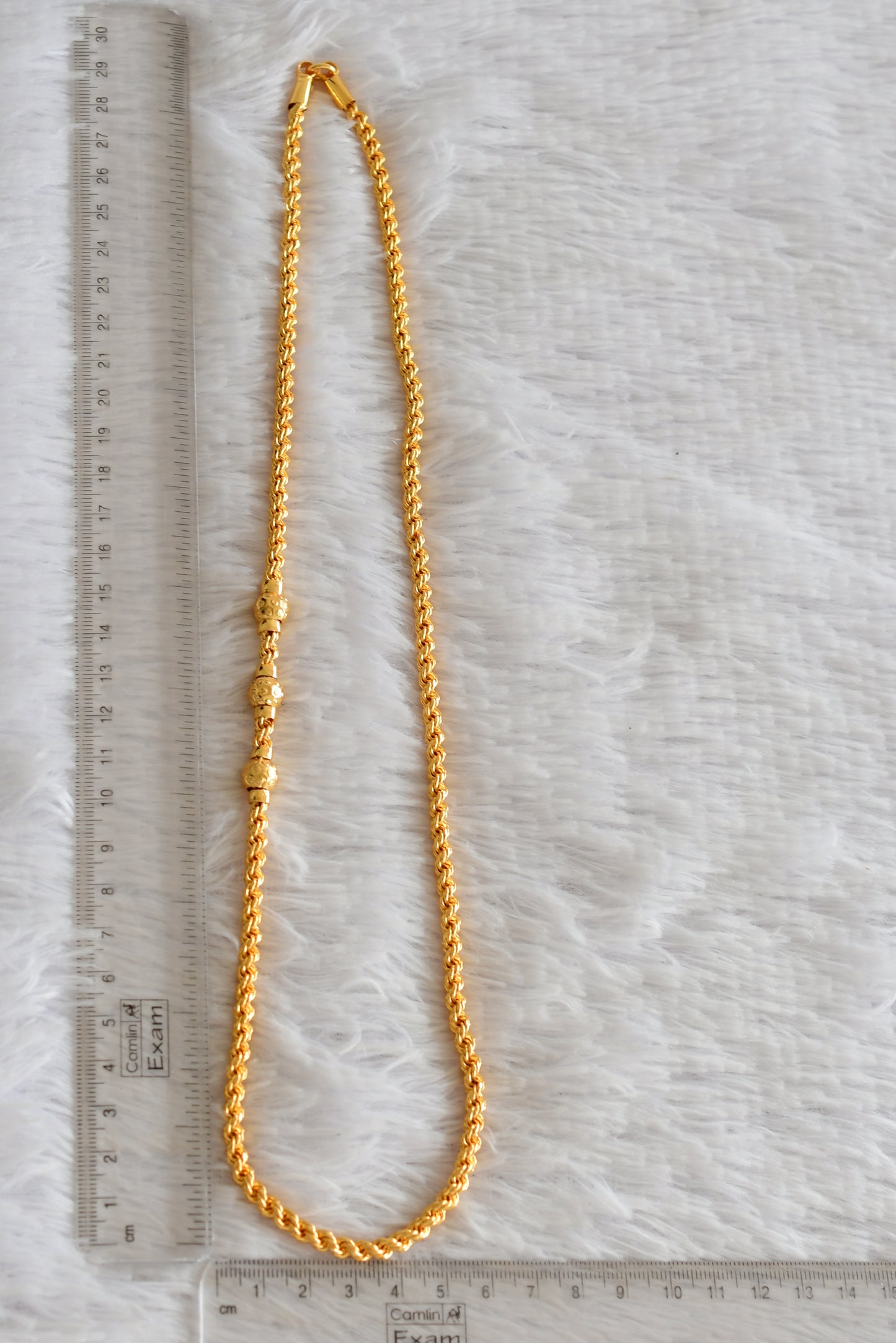 Gold tone 24 inches rope ball mugappu chain dj-51901