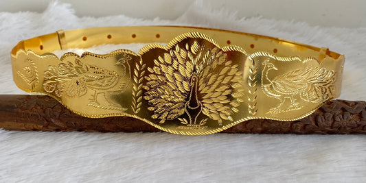 Gold tone peacock design adjustable waist belt dj-53467