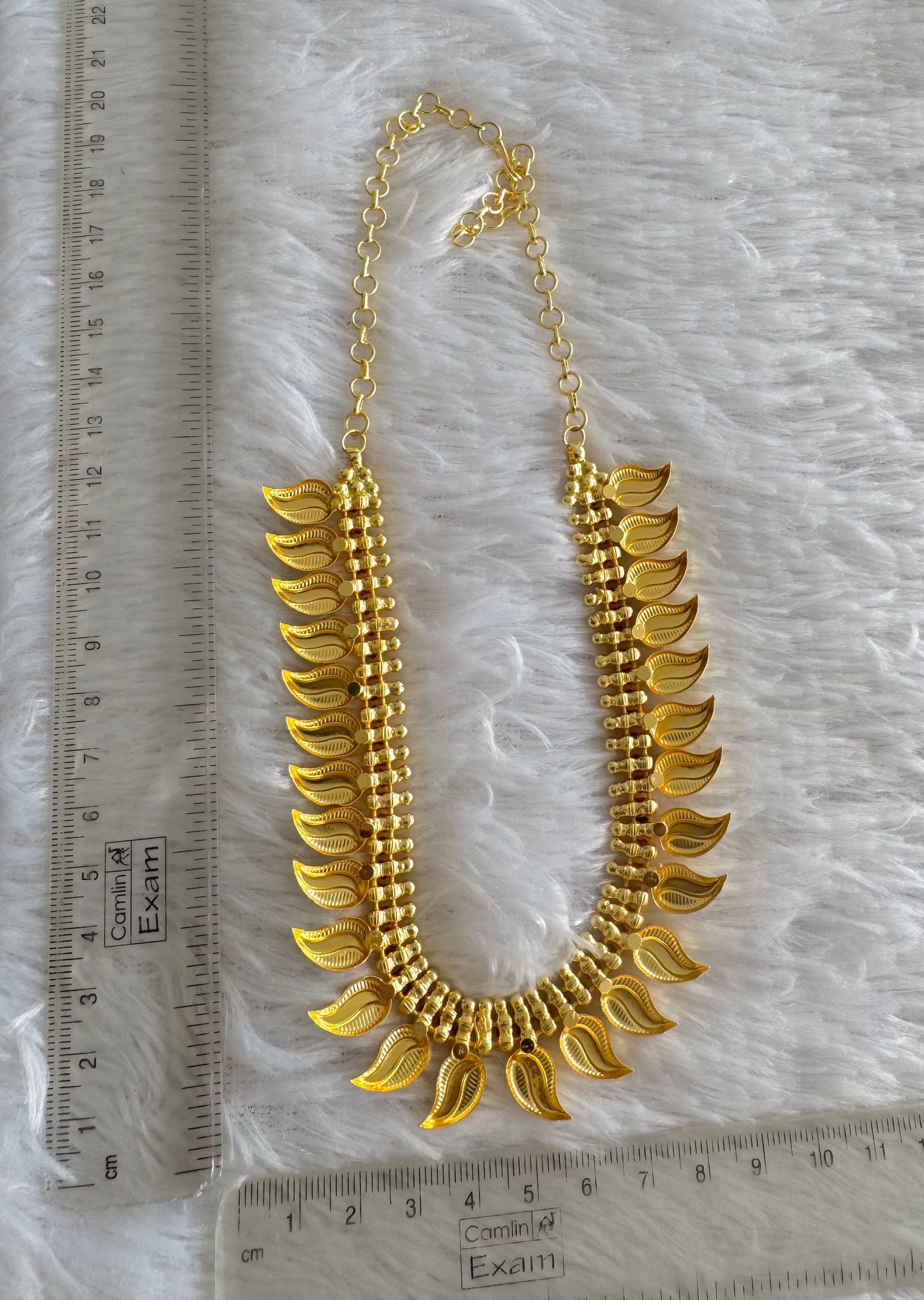 Matte gold tone kerala style mango necklace dj-51653