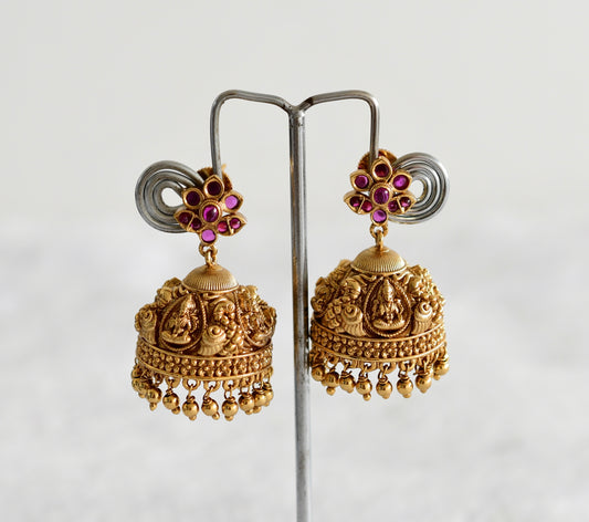 Antique gold tone kemp lakshmi peacock nakshi jhumkka dj-51872