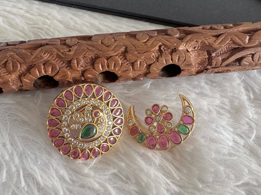 Matte finish kemp-green peacock sun moon hair jewel dj-52017