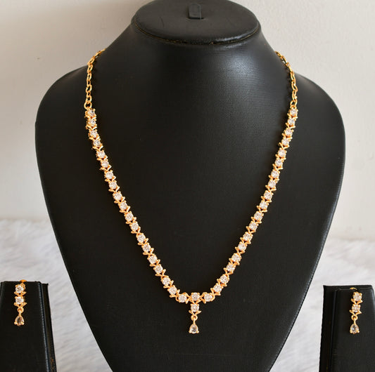 Gold tone AD white necklace set dj-53302