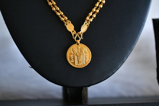 Gold tone 24 inches ball chain with guruvayurappan pendant dj-52630