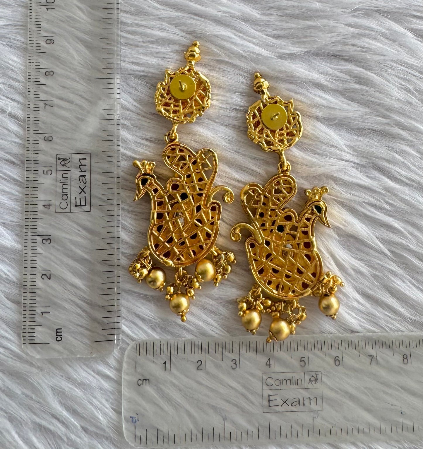 Matte finish kemp-green long peacock earrings dj-51104