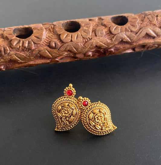 Matte finish kemp mango nakshi earrings dj-51125