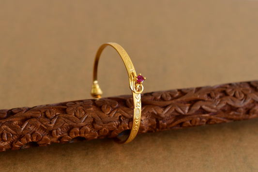 Gold tone ruby peacock openable kada/bangle(2.4) Dj-51667