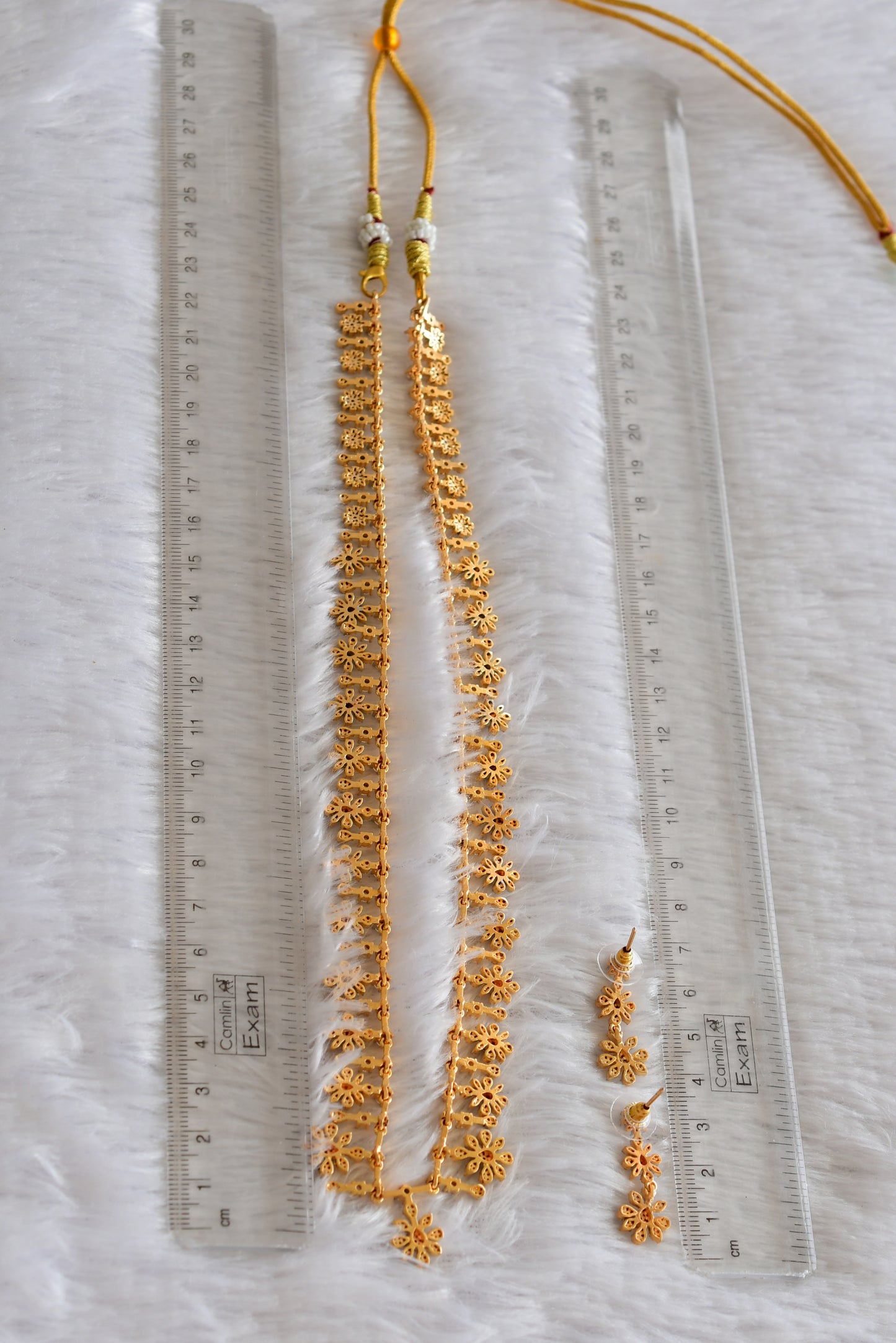 Two tone cz white flower haar set dj-51982