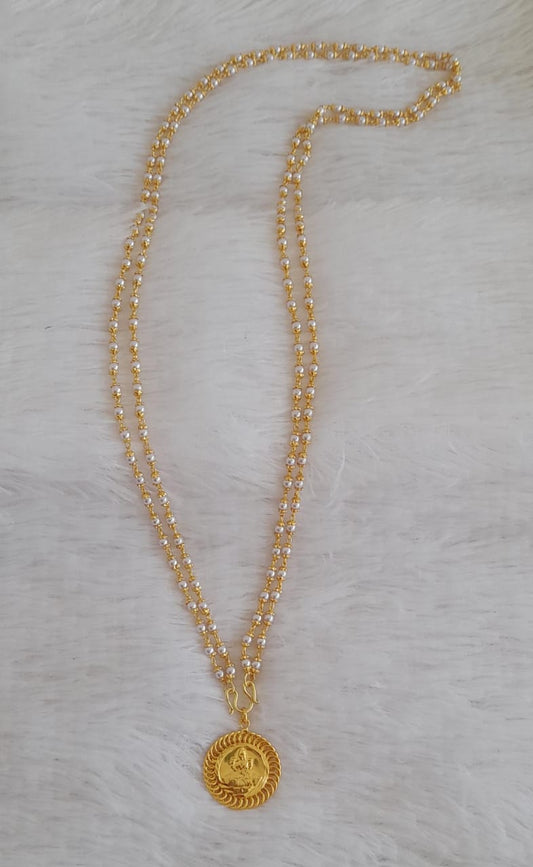 Gold tone pearl double layer chain with Lakshmi pendant dj-41902